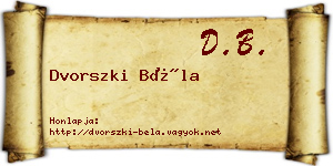 Dvorszki Béla névjegykártya