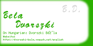 bela dvorszki business card
